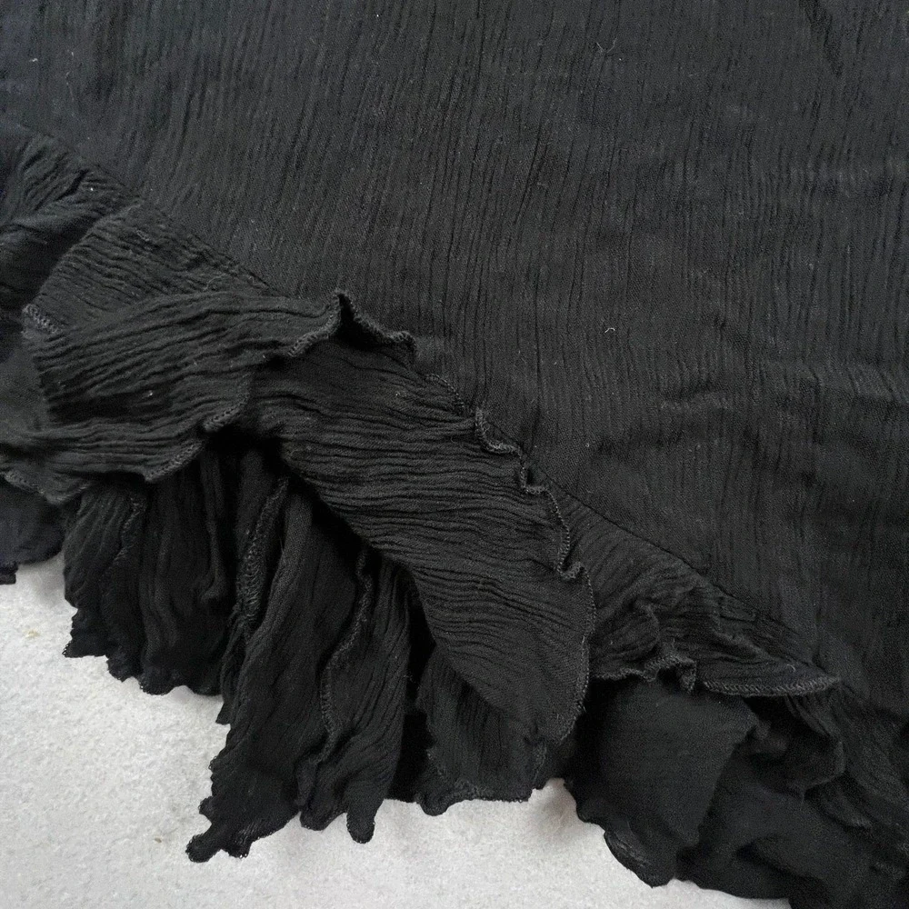 Free People FP One Maxi Dress Womens M Black Crochet Lace Boho Fiesta Ruffle